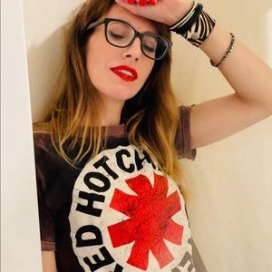 RED HOT CHILI PEPPERS Bleached UpCycled T-Shirt